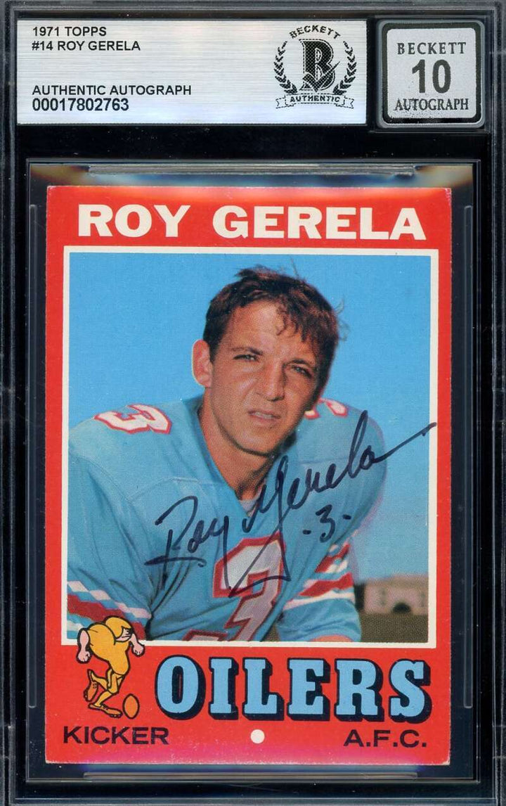 Roy Gerela Gem Mint 10 Beckett BAS Signed 1971 Topps Rookie Autograph