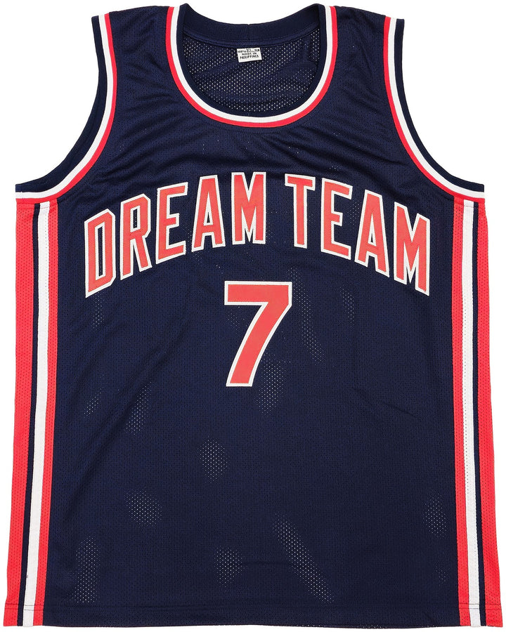 Team USA Larry Bird Autographed Signed Blue Basketball Jersey Beckett
