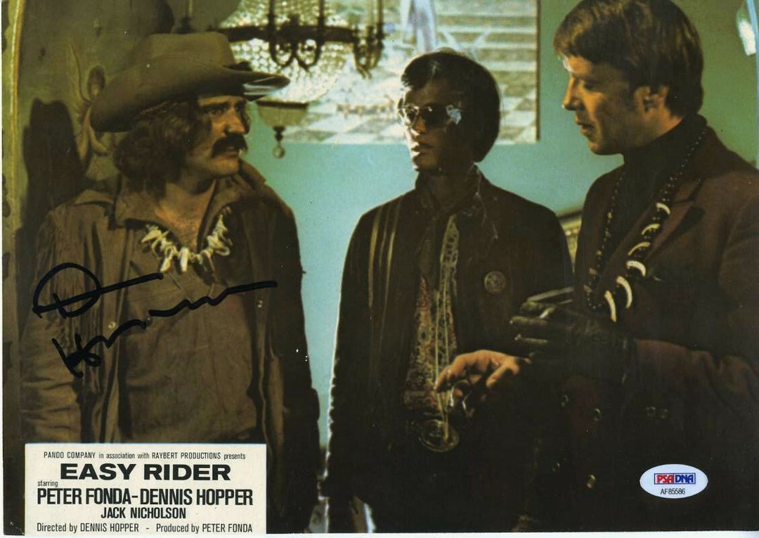 Dennis Hopper Psa Dna Coa Autograph 8x10 Easy Rider Lobby Card Photo Hand Signed