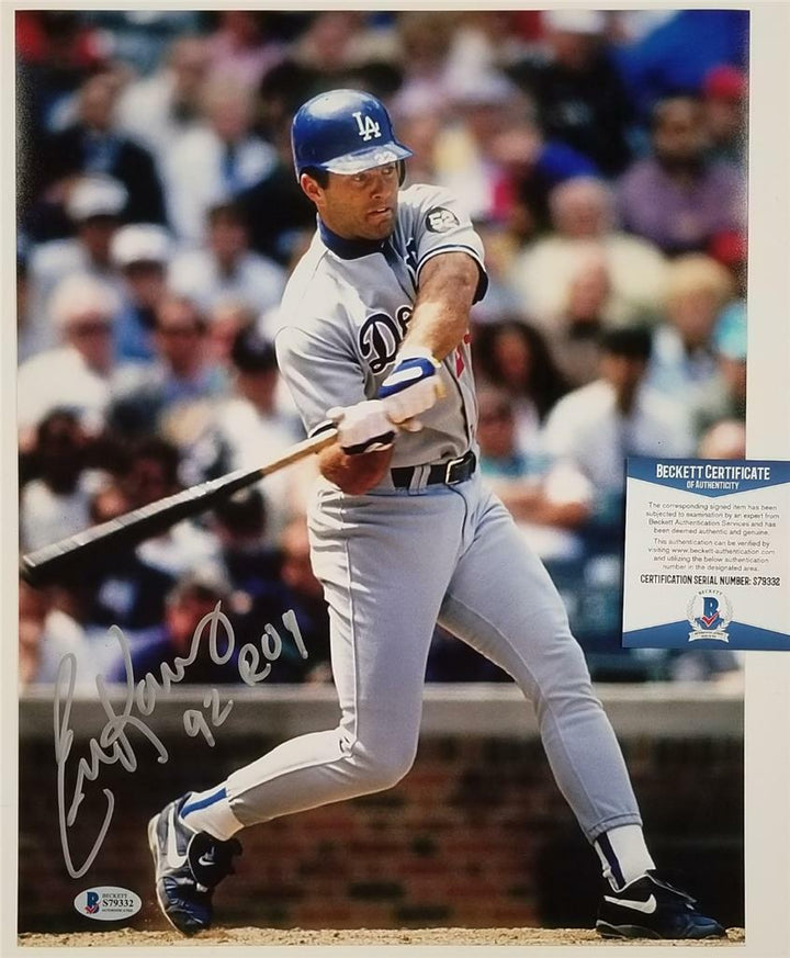 Eric Karros signed Dodgers 11x14 Photo #2 "92 ROY" Inscription ~ Beckett BAS COA