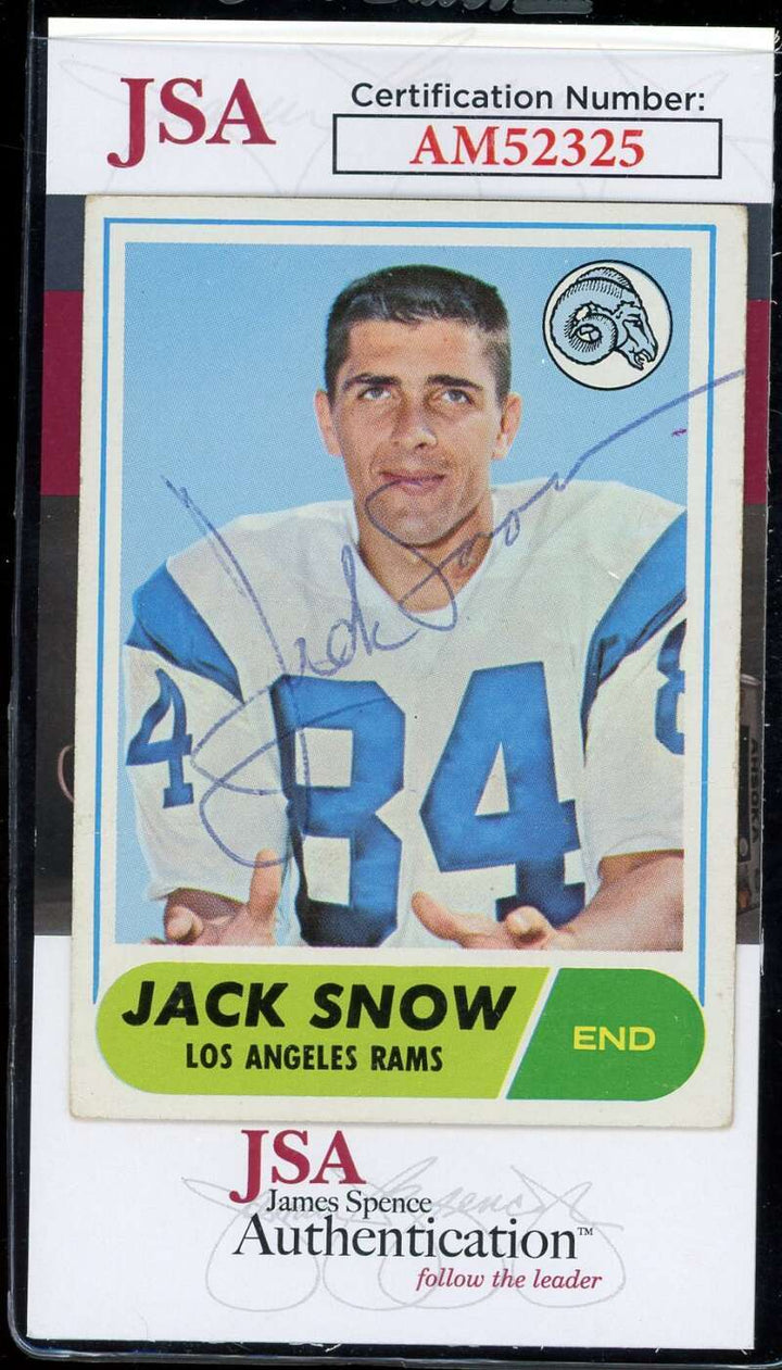 Jack Snow JSA Coa Signed 1968 Topps Rookie Autograph