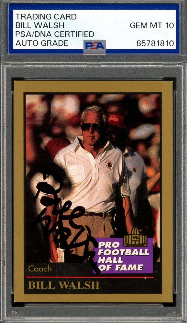 Bill Walsh Gem Mint 10 PSA DNA Signed 1993 Enor HOF Autograph