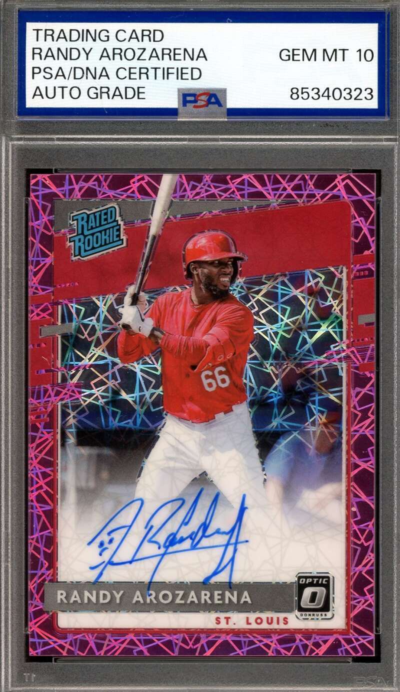 Randy Arozarena Gem Mint 10 PSA DNA 2020 Donruss Optic Rated Rookie Prizm Auto