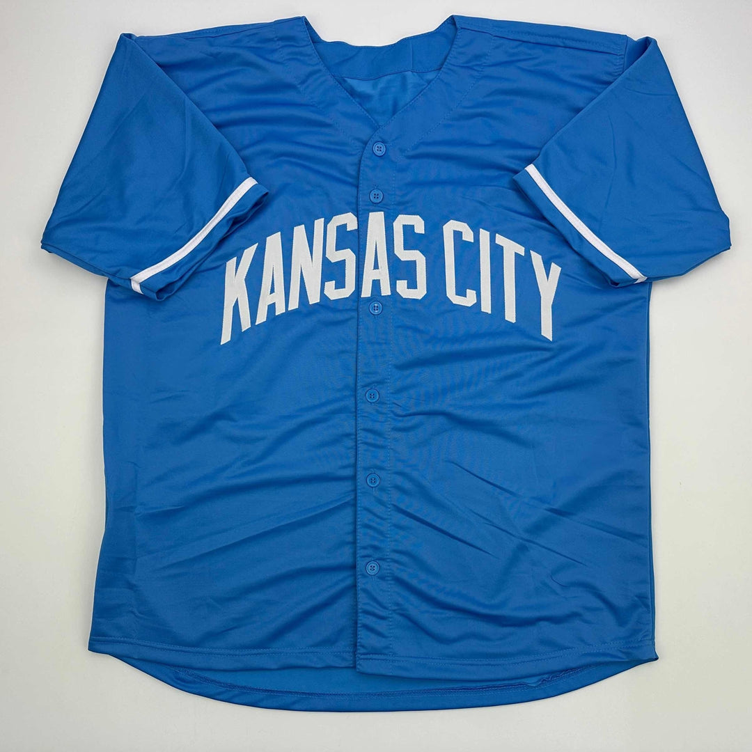 Facsimile Autographed Bobby Witt Jr Kansas City Blue Reprint Jersey Size Mens XL