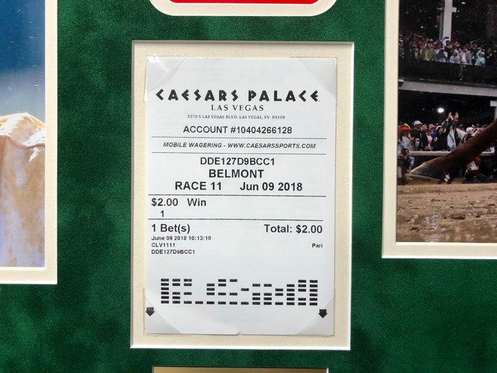 Mike Smith Triple Crown Framed Signed 8x10 Photo Justify COA PSA/DNA w/ Ticket