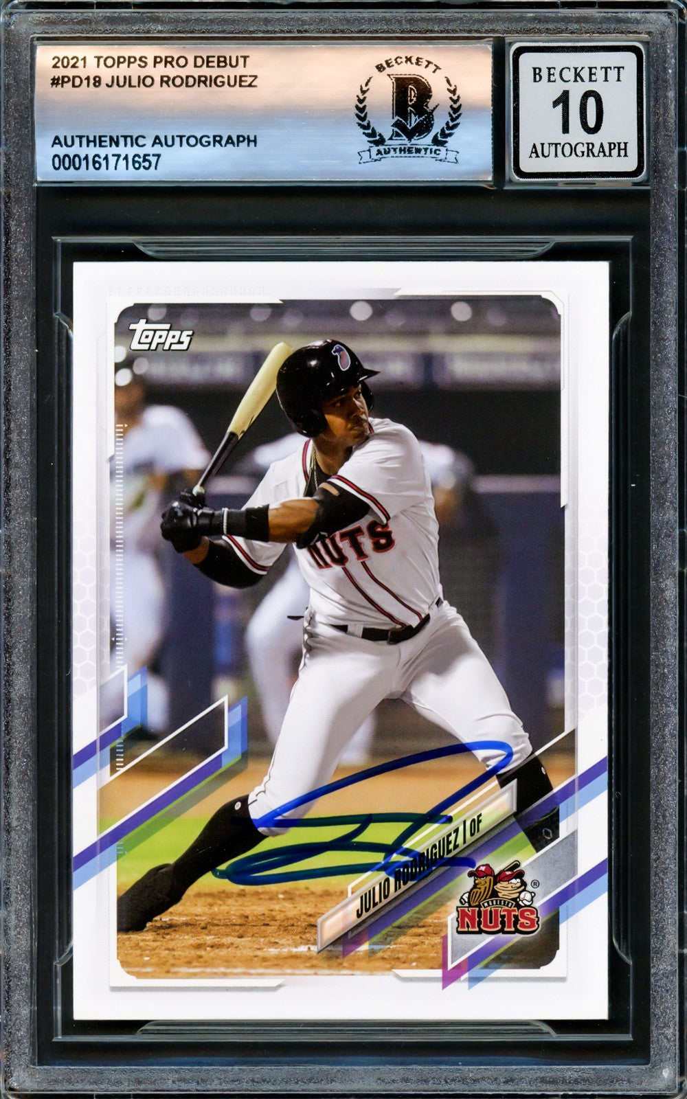 Julio Rodriguez Signed 2021 Topps Pro Debut RC #PD18 Mariners Auto GM 10 Beckett