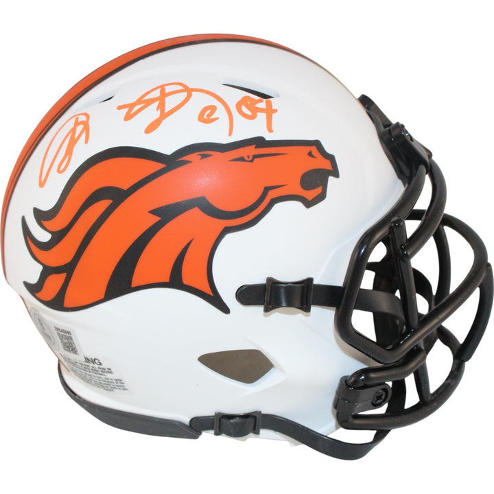 Shannon Sharpe Autographed Denver Broncos Lunar Mini Helmet Beckett WIT 50807