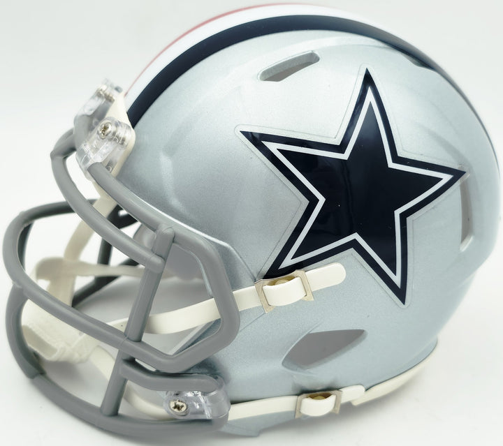 Drew Pearson Auto Cowboys Silver 1976 Throwback Speed Mini Helmet HOF 21 Beckett