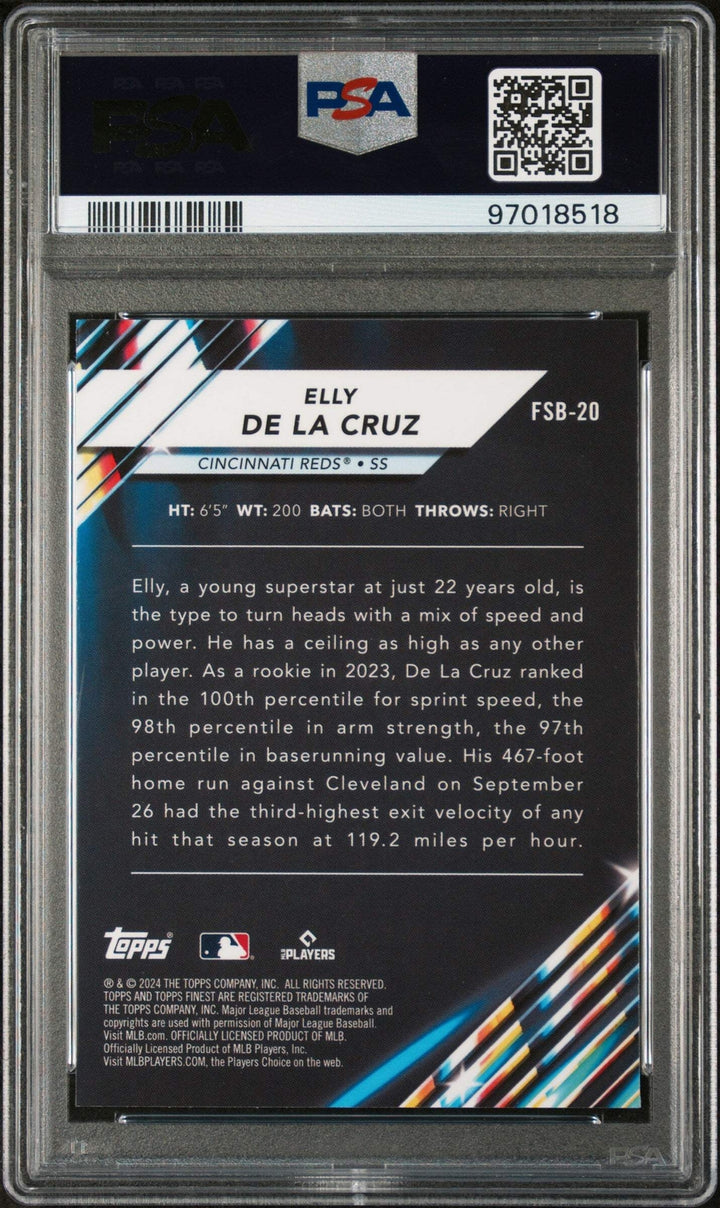 Graded 2024 Topps Finest Elly De La Cruz #FSB20 So Bright Baseball Card PSA 10