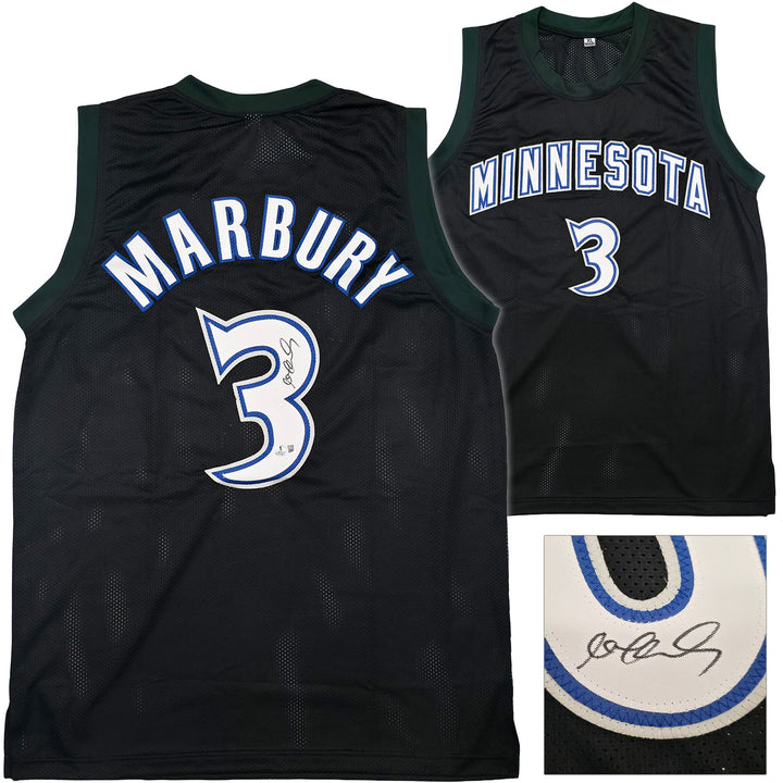 Minnesota Timberwolves Stephon Marbury Signed Black Jersey Beckett Witness