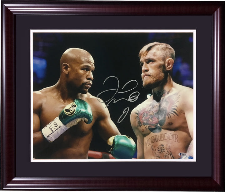 Floyd Mayweather signed 16x20 Conor Mcgregor photo framed auto Beckett BAS COA