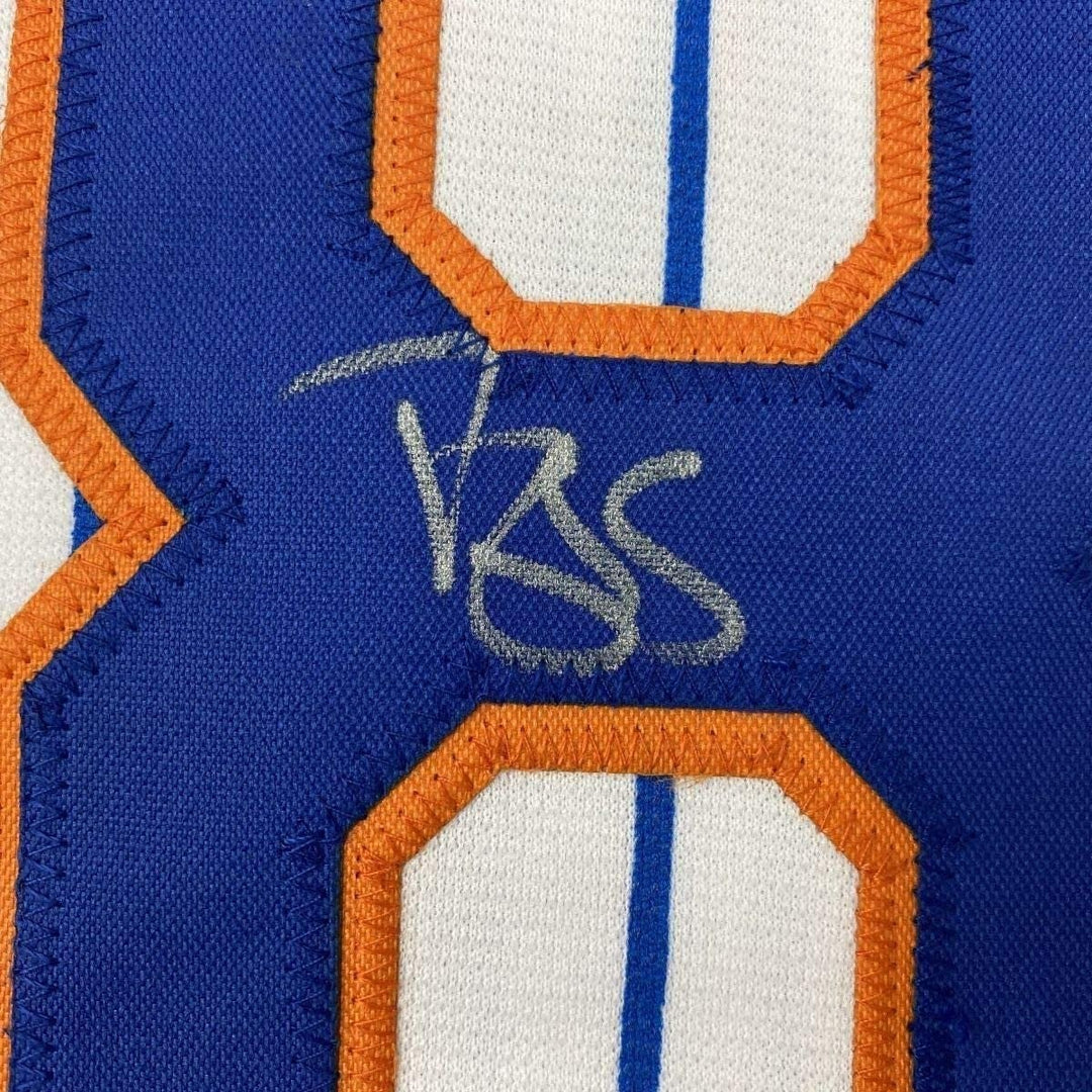 FRAMED Signed DARRYL STRAWBERRY 35x39 NY Pinstripe Jersey PSA COA