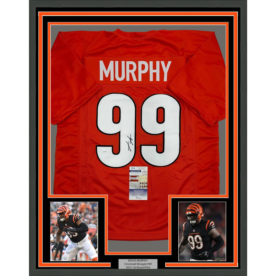 Framed Signed Myles Murphy 35x39 Cincinnati Orange Jersey JSA COA