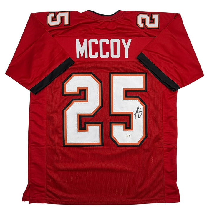 Autographed/Signed LeSean McCoy Tampa Bay Red Football Jersey JSA COA