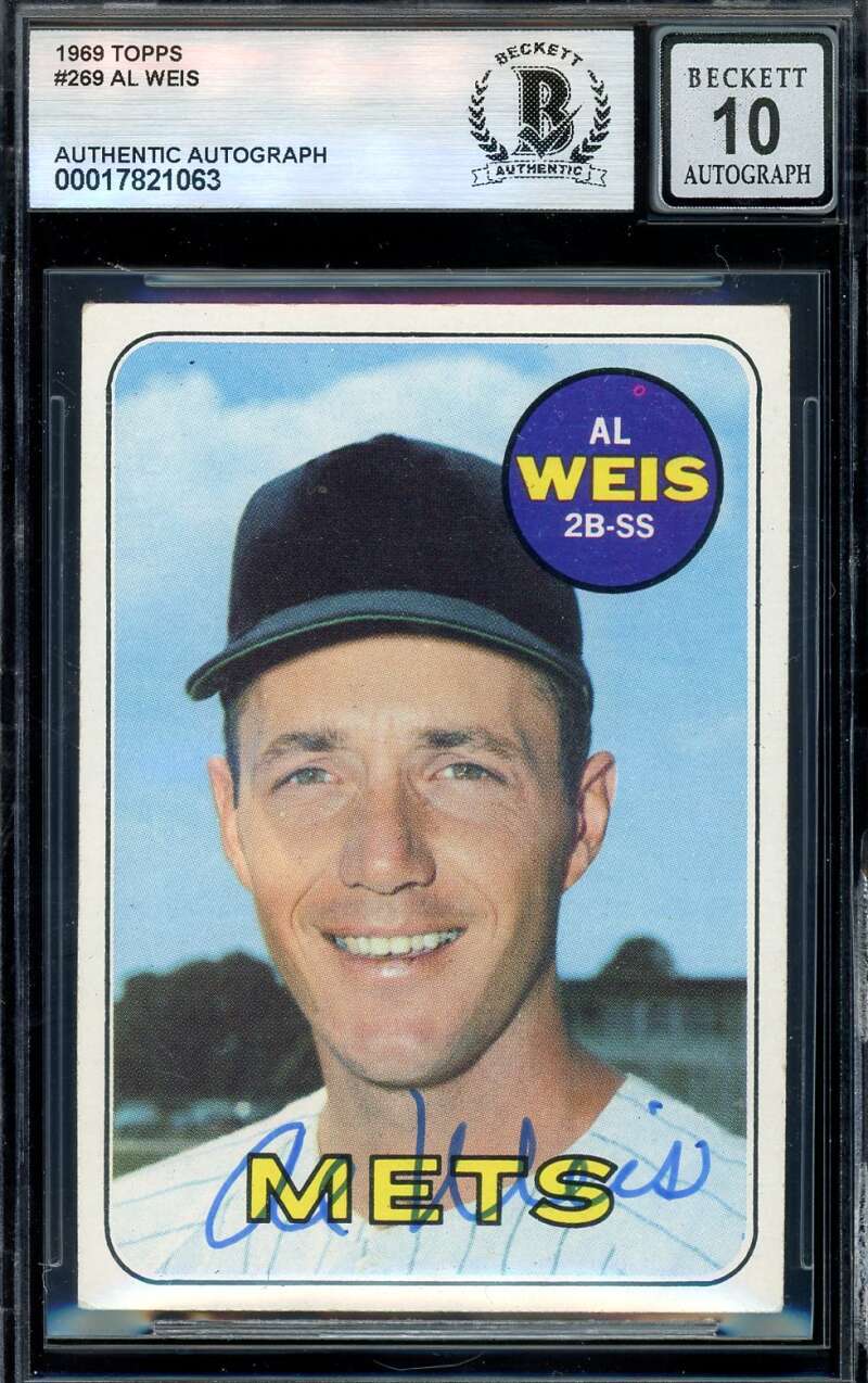 Al Weis Gem Mint 10 Beckett BAS Signed 1969 Topps Mets Autograph