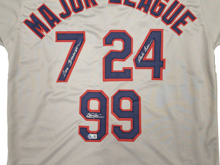 Major League Charlie Sheen Corbin Bernsen Tom Berenger Auto Gray Jersey Beckett