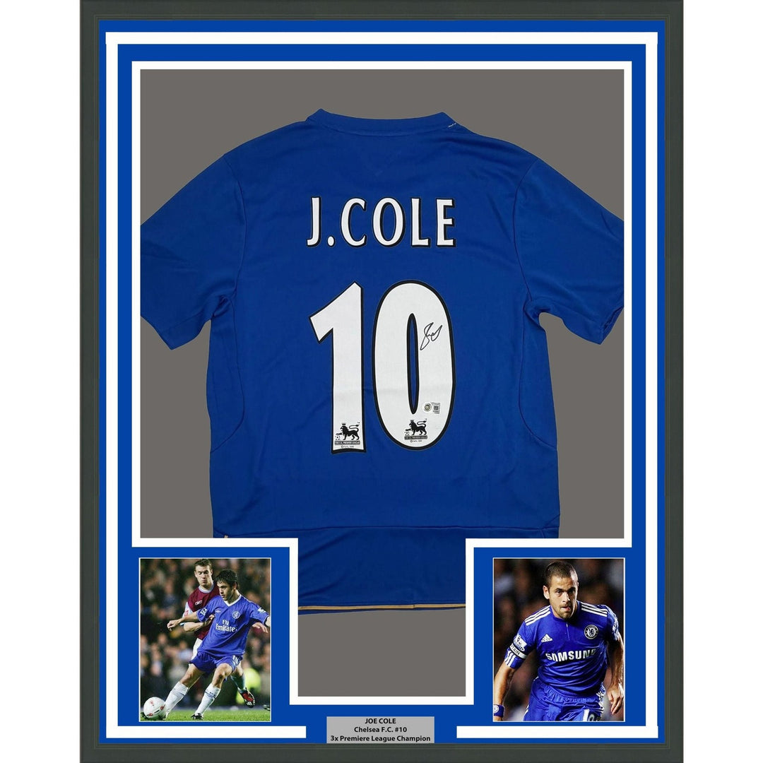 Framed Autographed/Signed Joe Cole 35x39 Chelsea FC Blue Jersey Beckett COA