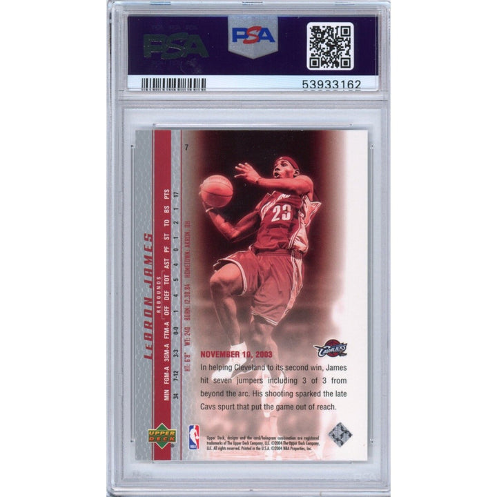 Graded 2003 Upper Deck LEBRON JAMES #7 Phenomenal Beginning Rookie Card PSA 10