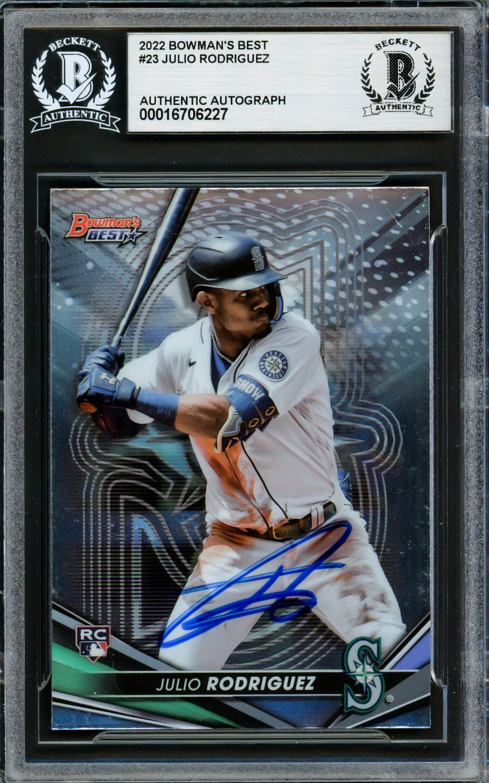 Julio Rodriguez Signed 2022 Bowman's Best RC 23 Seattle Mariners Beckett