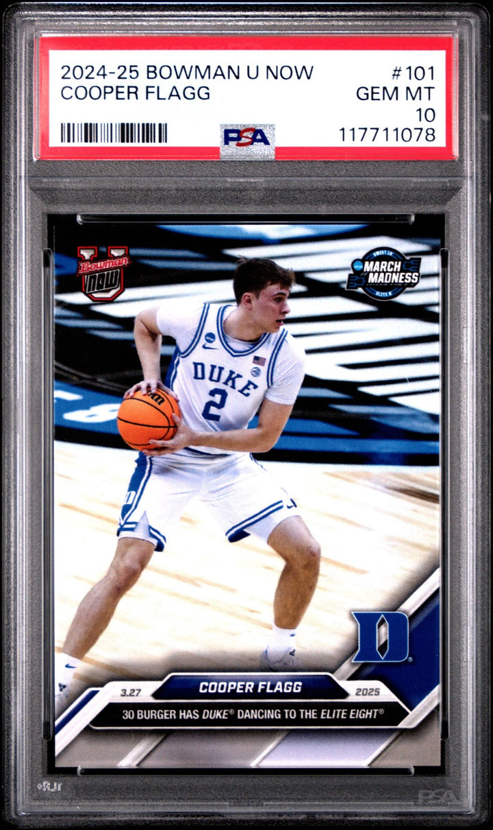 Graded 2024 Topps Bowman U Now Cooper Flagg #101 Rookie Basketball Card PSA 10