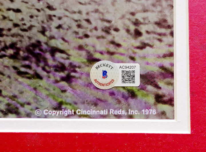 1976 Cincy Reds Big Red Machine Team Signed Framed 24x36 Poster With 27 Sigs BAS