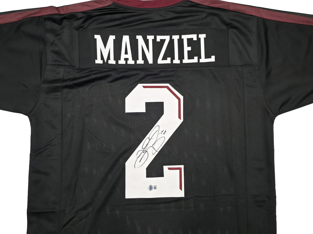 Texas A&M Aggies Johnny Manziel Signed Black Jersey "12 HT" Beckett Witness