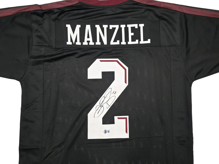 Texas A&M Aggies Johnny Manziel Signed Black Jersey "12 HT" Beckett Witness