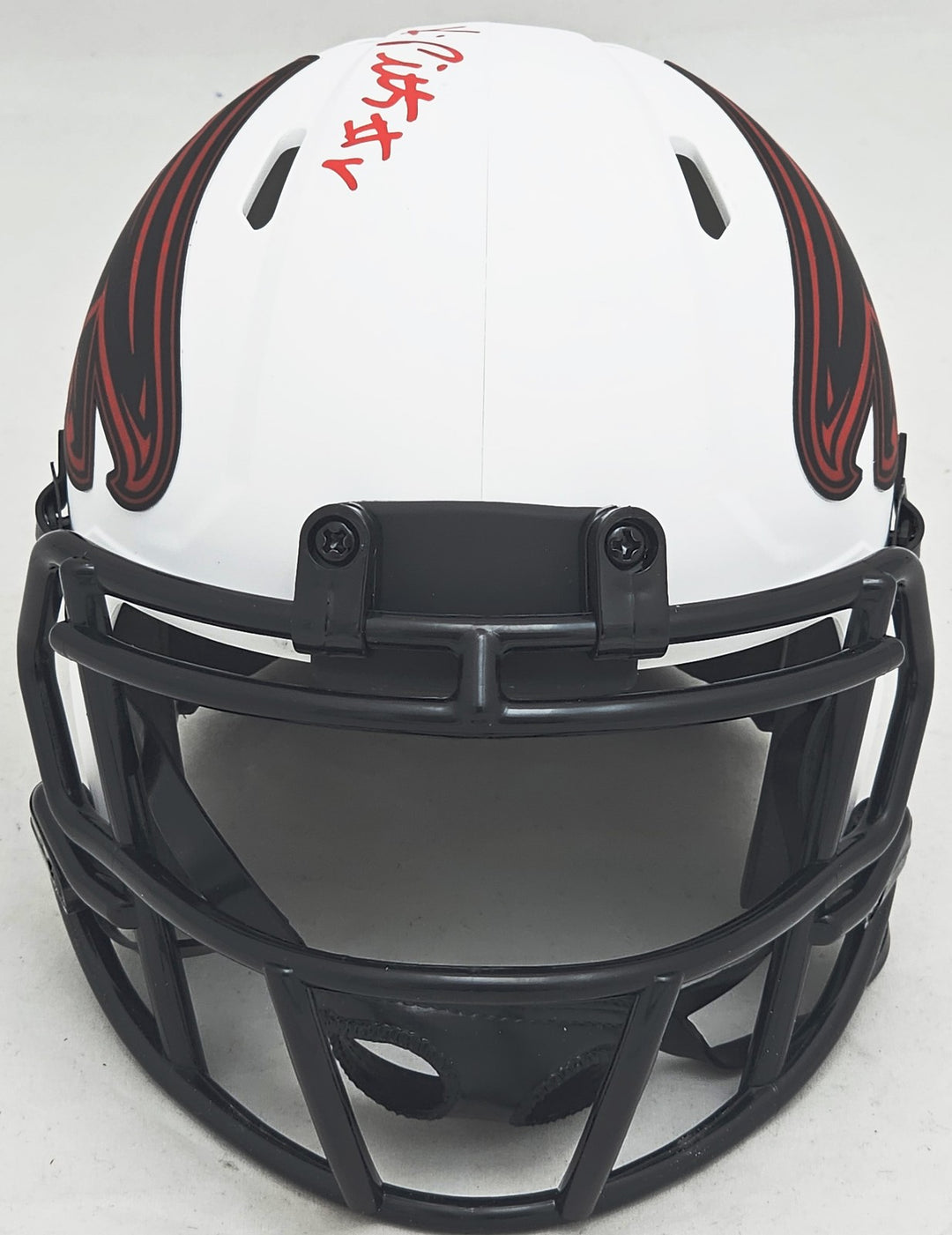 Kyle Pitts Auto Signed Falcons Lunar Eclipse White Speed Mini Helmet Beckett Wit