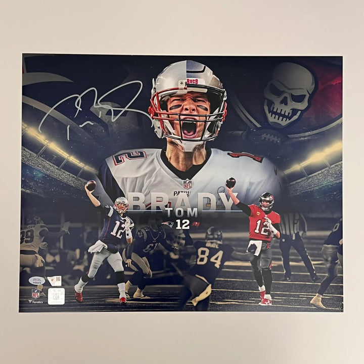 Tom Brady Signed New England Patriots Football 16x20 Photo Fanatics Authentic
