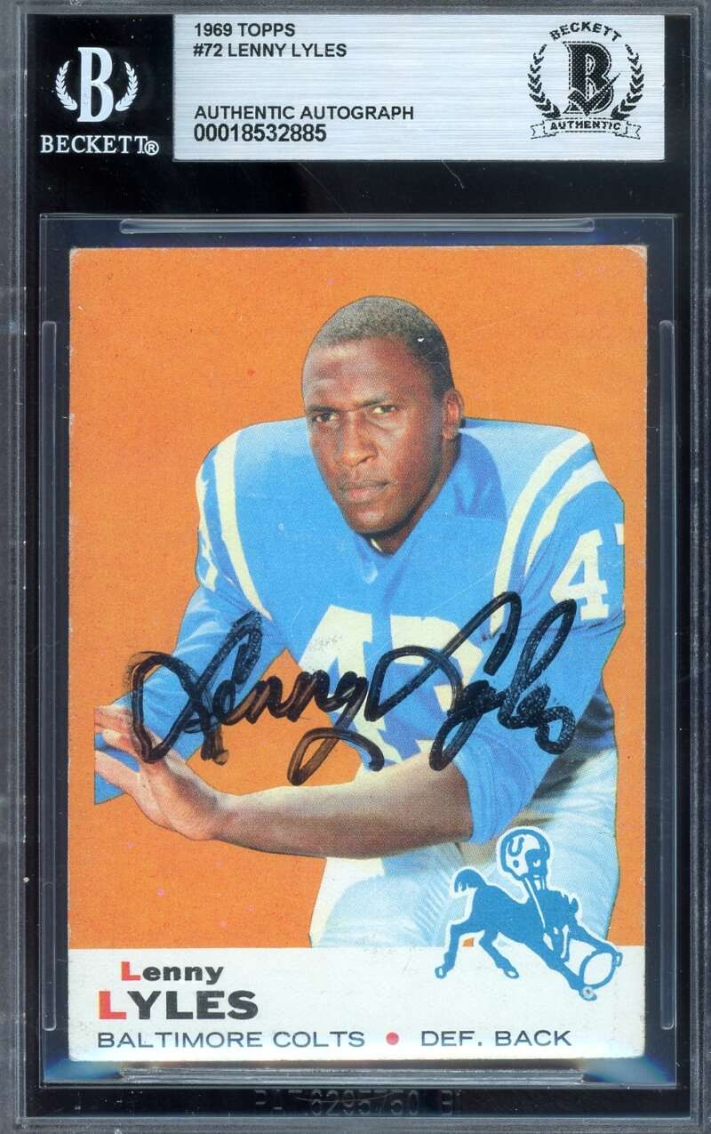 Lenny Lyles Beckett BAS Signed 1969 Topps Autograph