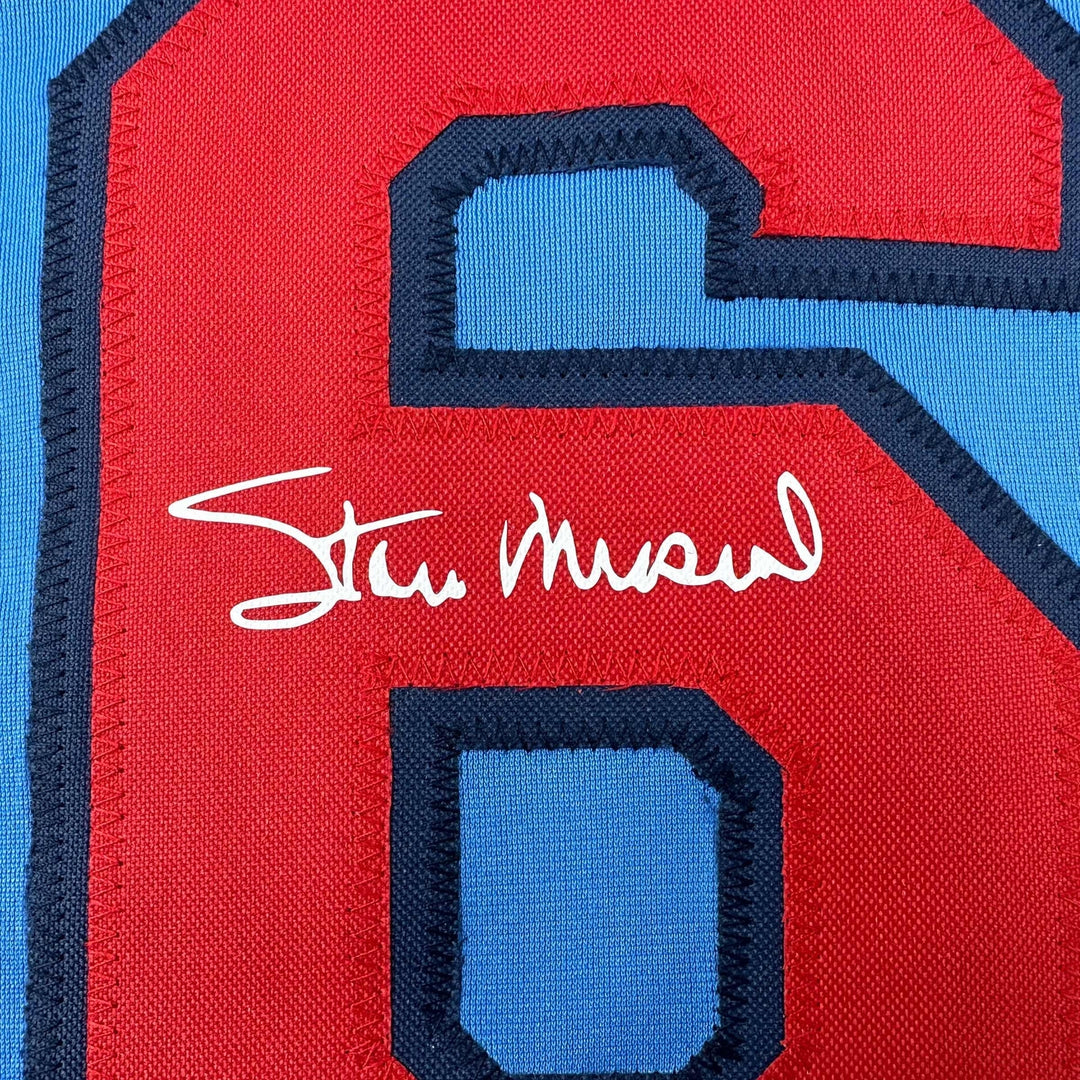 Facsimile Autographed Stan Musial St. Louis Blue Reprint Auto Jersey Men's XL