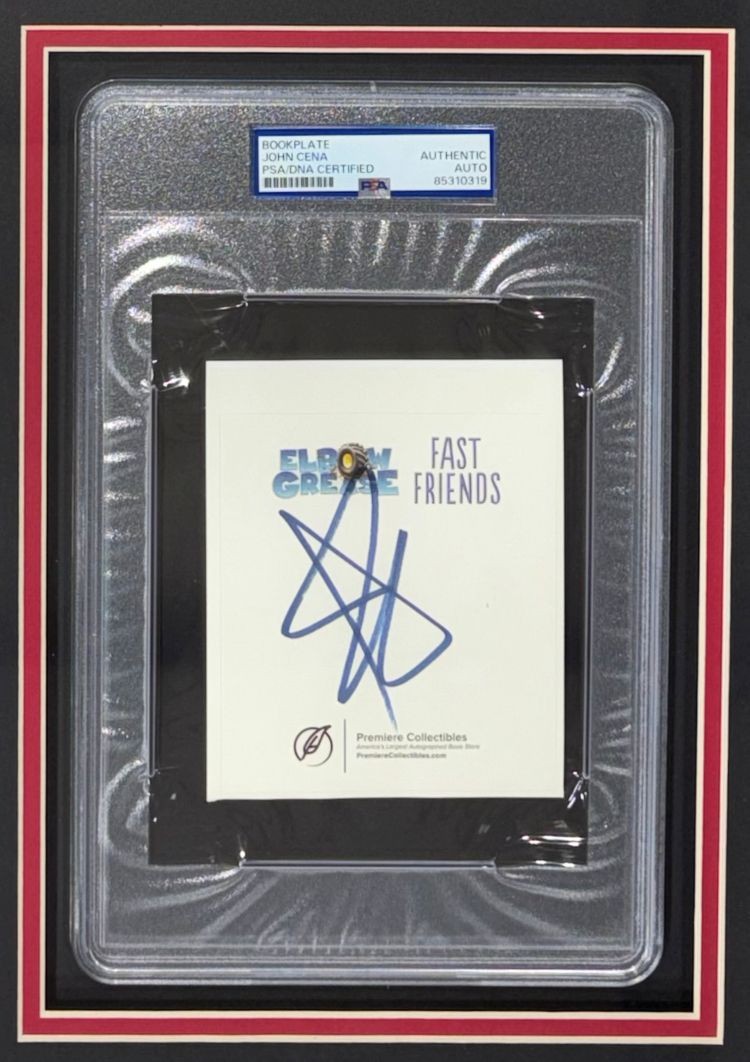 John Cena Signed Framed Slabbed WWE Bookplate w/ 8x10 Photo PSA