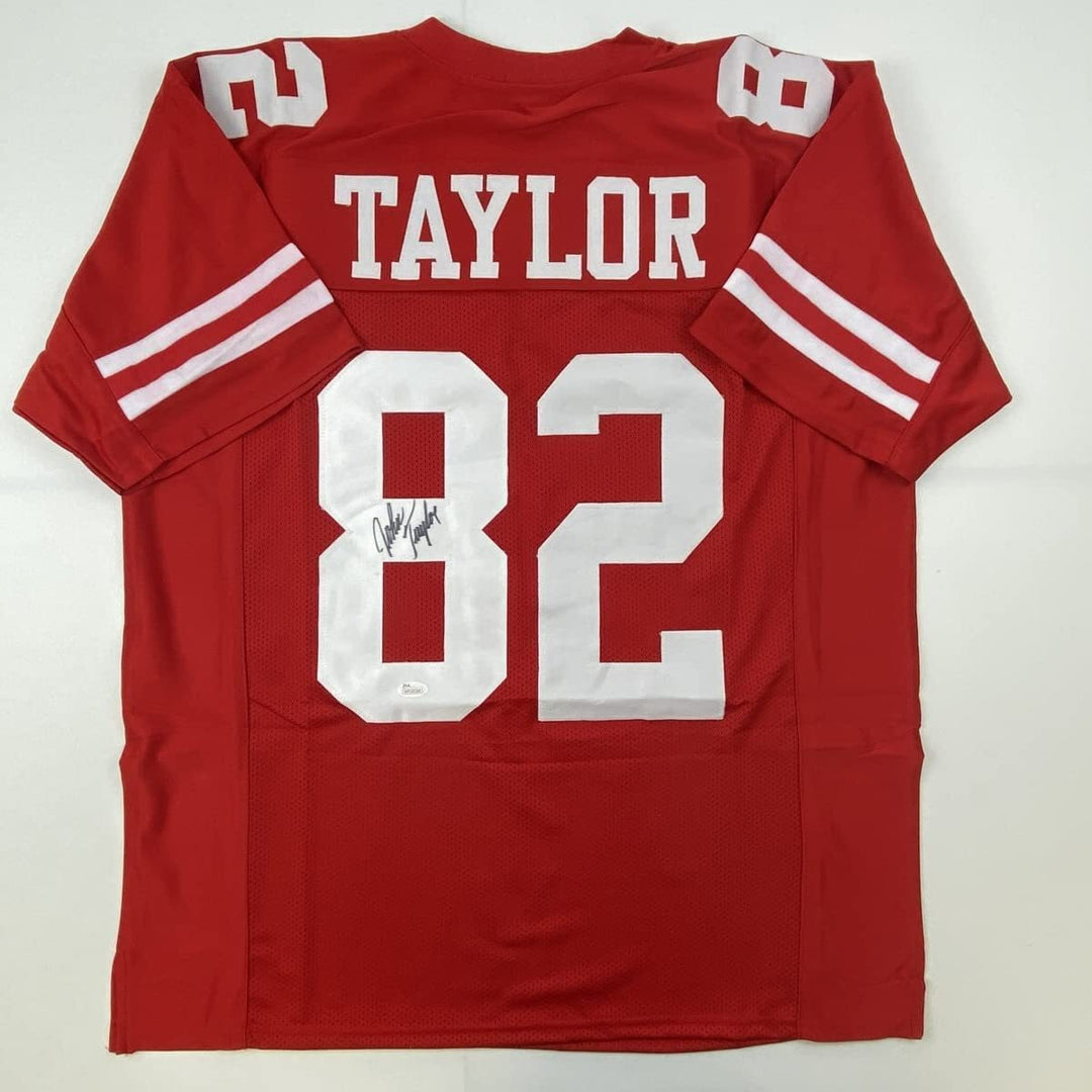 Autographed/Signed JOHN TAYLOR San Francisco Red Football Jersey JSA COA Auto