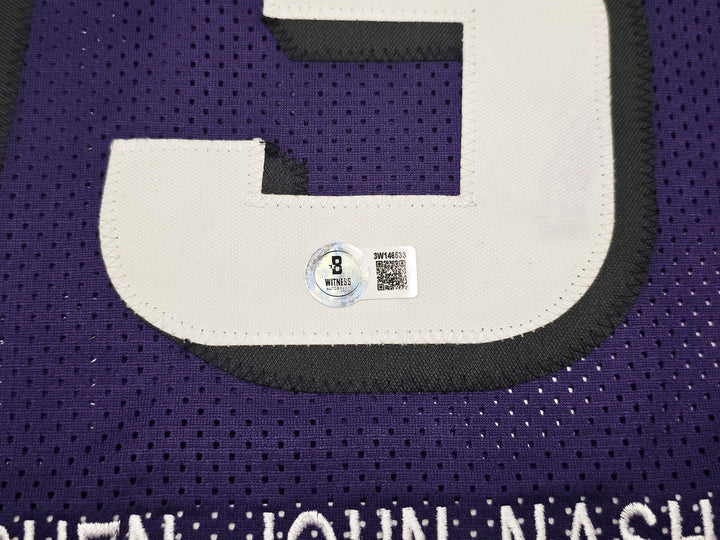 Phoenix Suns Steve Nash Autographed Signed Purple Stat Jersey Beckett Wit