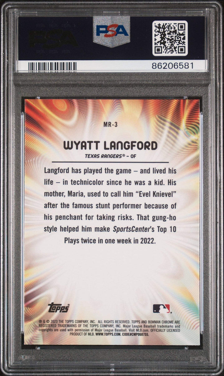 Graded 2023 Bowman Draft Wyatt Langford #MR3 Mood Ring RC Baseball Card PSA 10