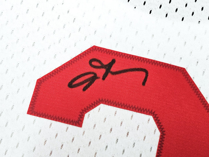 76ers Allen Iverson Auto White Red Auth Mitchell Ness 03 Swingman Jersey 2X BAS