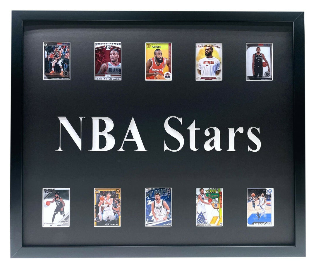 NBA Stars Framed 10 Basketball Card Collage Lot LeBron Luka Giannis Durant Curry
