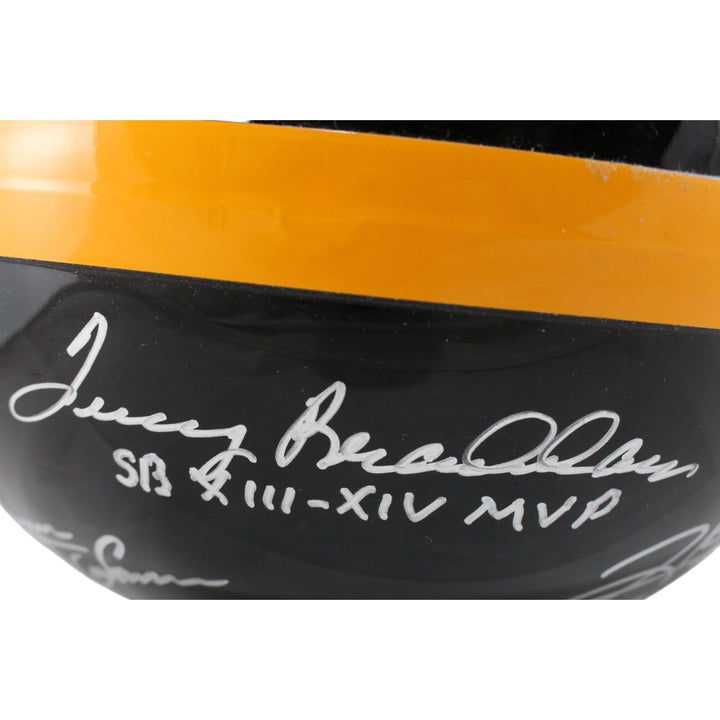 Franco Harris Bradshaw Swann Ward +1 Signed Steelers Pro Helmet SB MVP BAS 53566