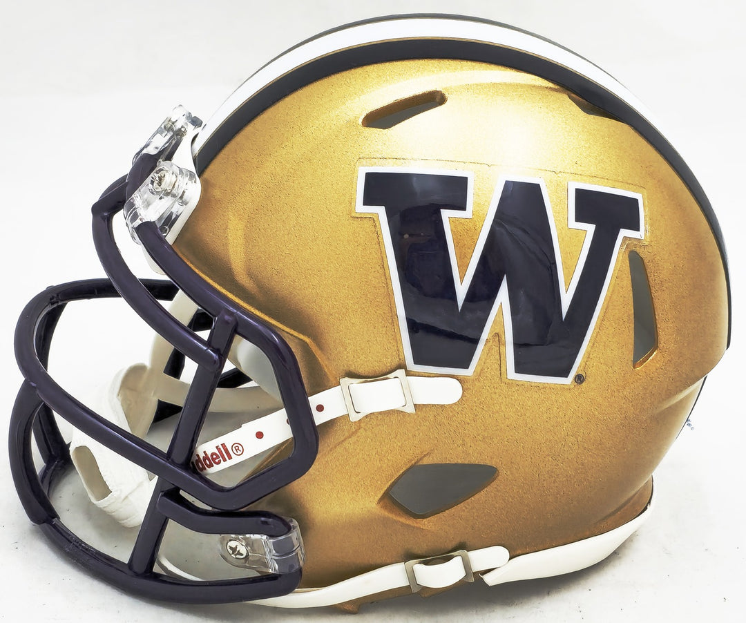 Dillon Johnson Auto Signed Washington Huskies Gold Speed Mini Helmet MCS Holo