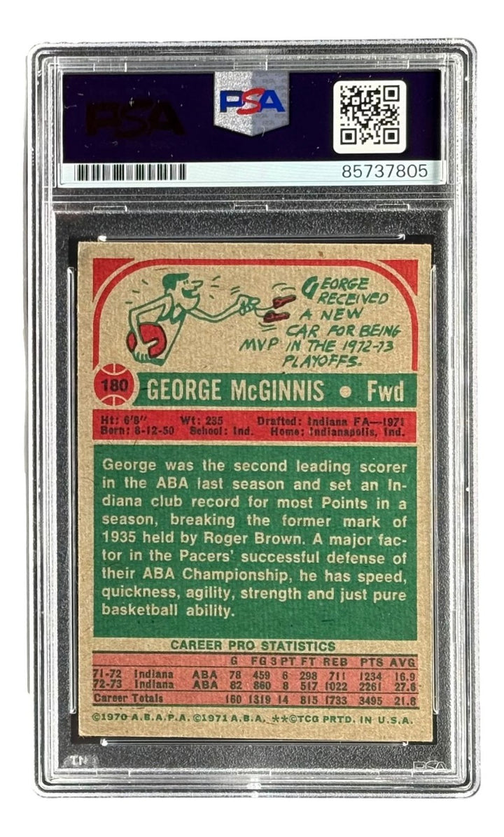 George McGinnis Signed 1973/74 Topps #180 Pacers Trading Card PSA/DNA