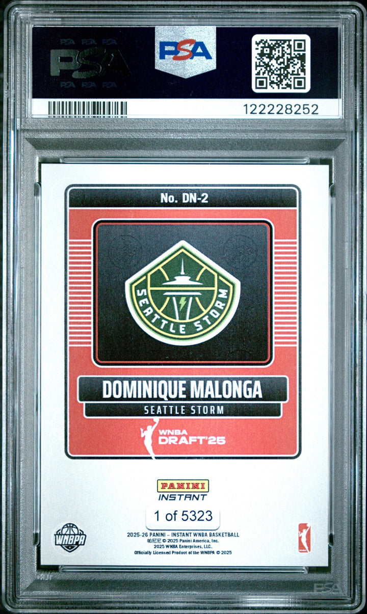Graded 2025 Panini Instant Dominque Malonga #DN2 Night RC Basketball Card PSA 10