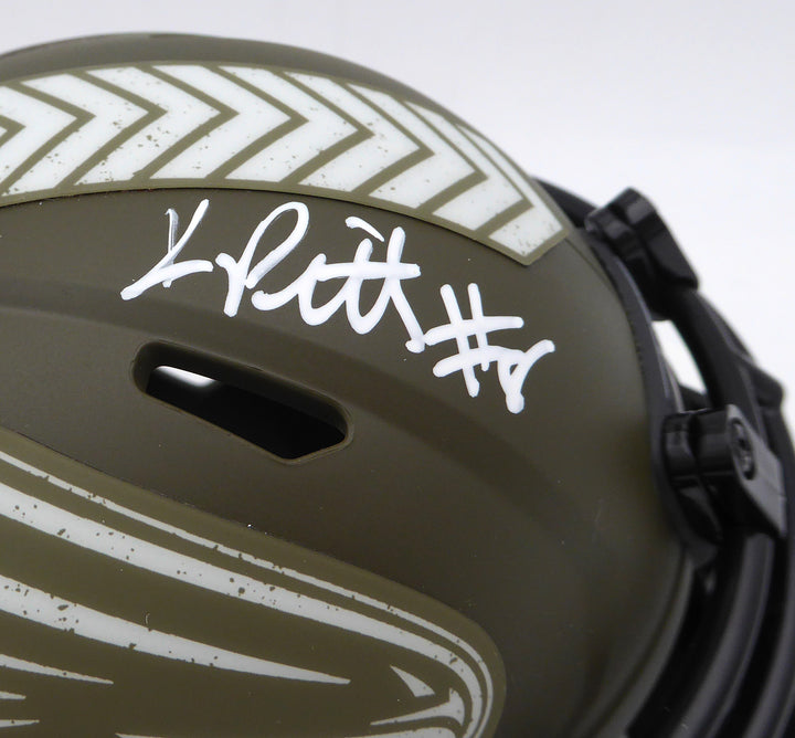 Kyle Pitts Auto Falcons Army Green Salute to Service Speed Mini Helmet Beckett