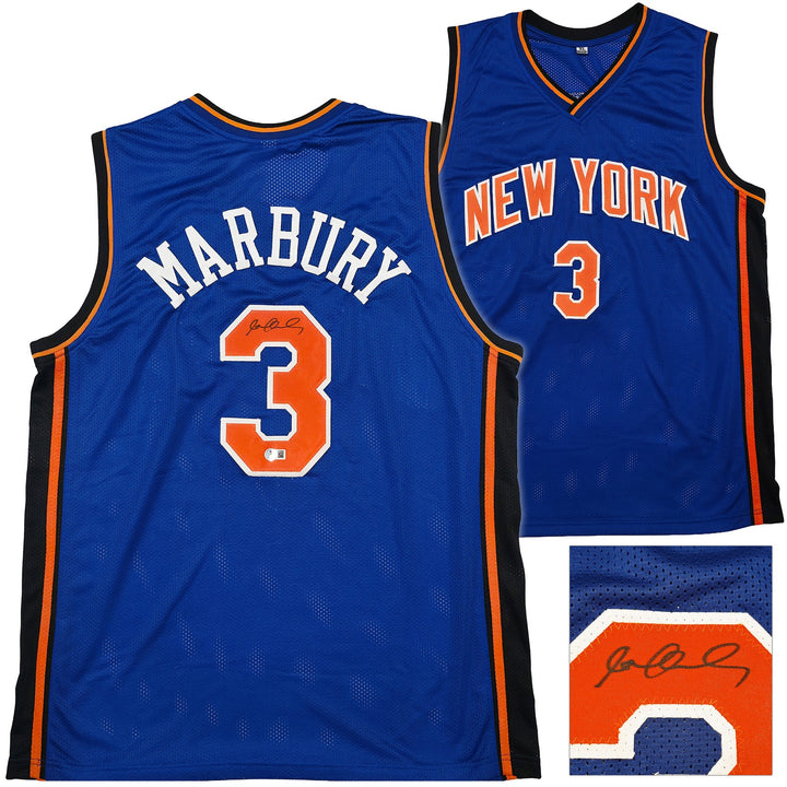 New York Knicks Stephon Marbury Signed Blue Jersey Beckett Witness