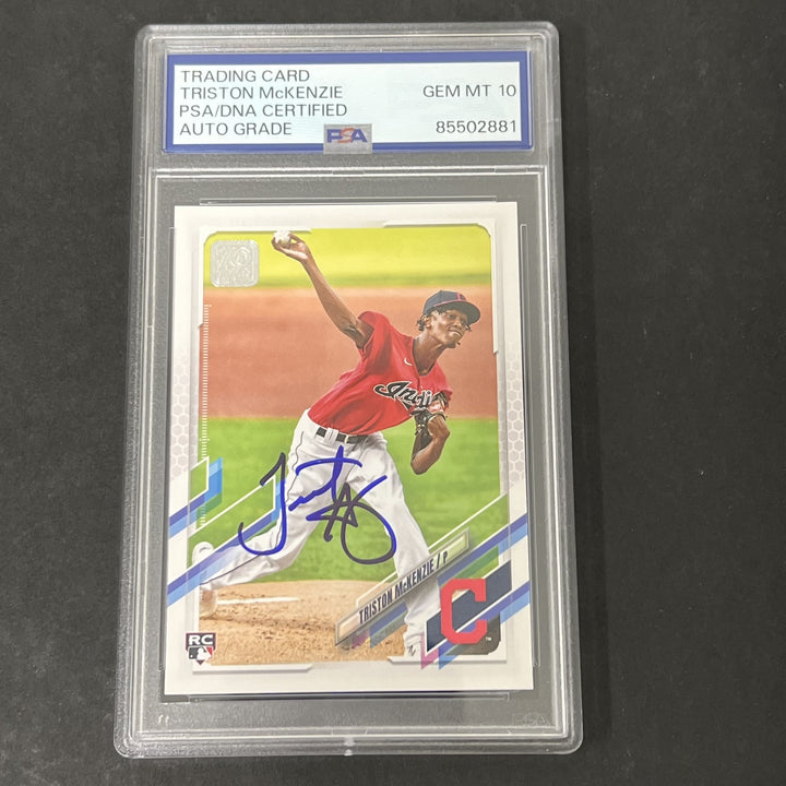 2021 Topps Series 1 #319 Triston Mckenzie signed card PSA Auto 10 Guardians