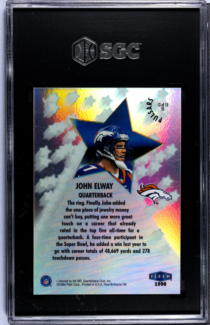 John Elway 1998 Fleer Brilliants Shining Stars Pulsars Card #13SS- SGC Graded 8