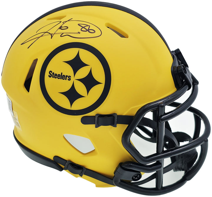 Hines Ward Signed Pittsburgh Steelers Gold Rave Speed Mini Helmet Beckett Wit