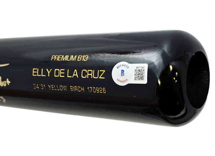 Elly De La Cruz Auto Black B45 Player Model Bat Reds "MLB Debut 6/6/23" Beckett