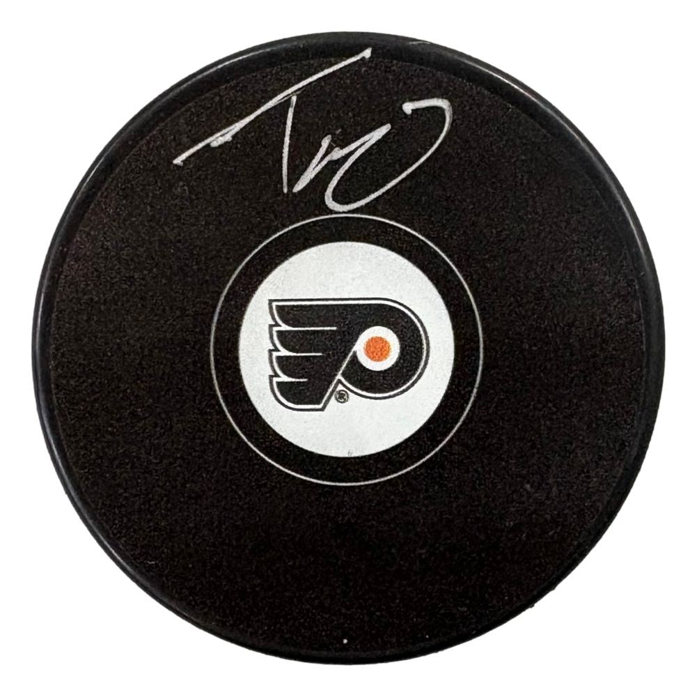 Trevor Zegras Signed Philadelphia Flyers Logo Puck Fanatics