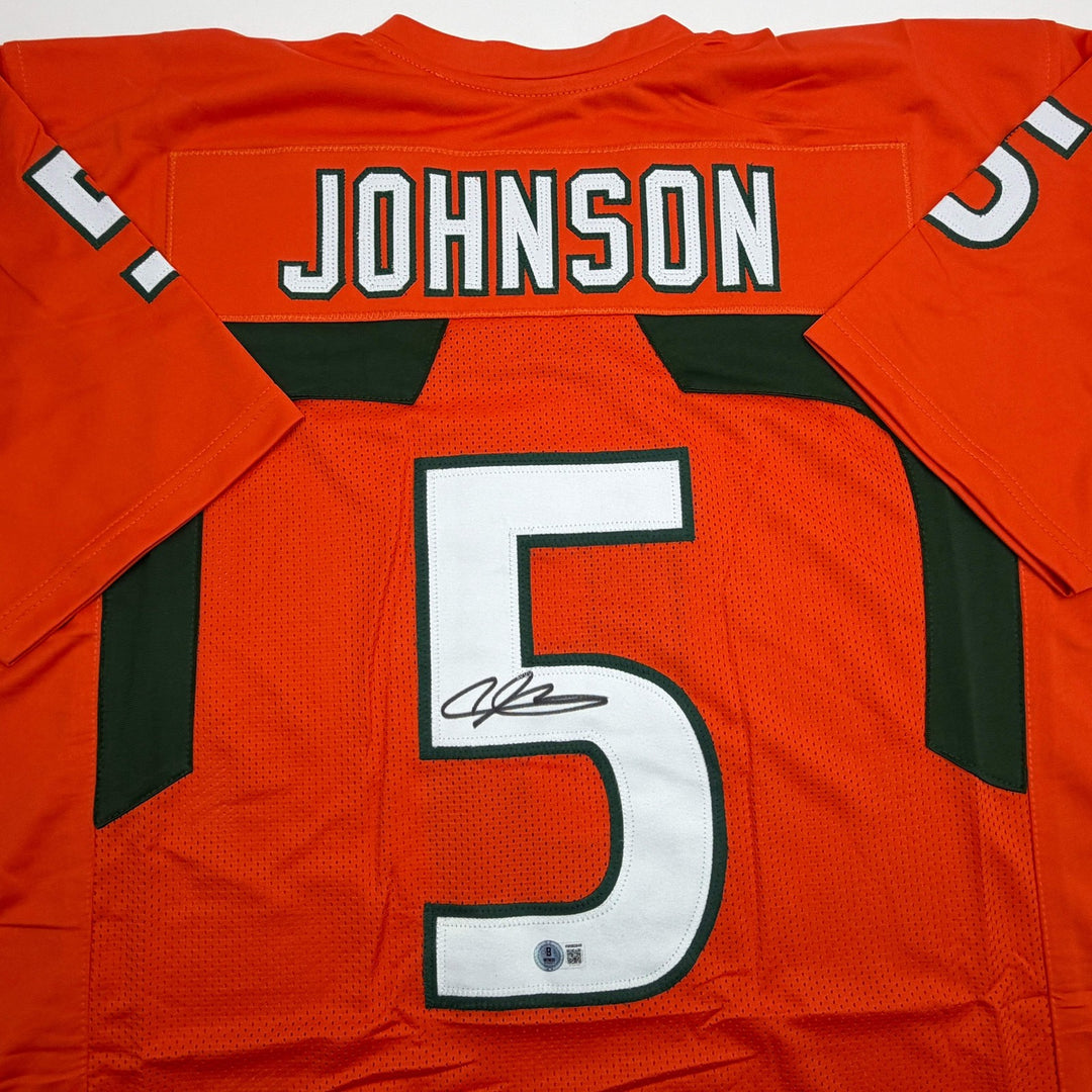 Autographed/Signed ANDRE JOHNSON Miami Orange College Football Jersey JSA COA