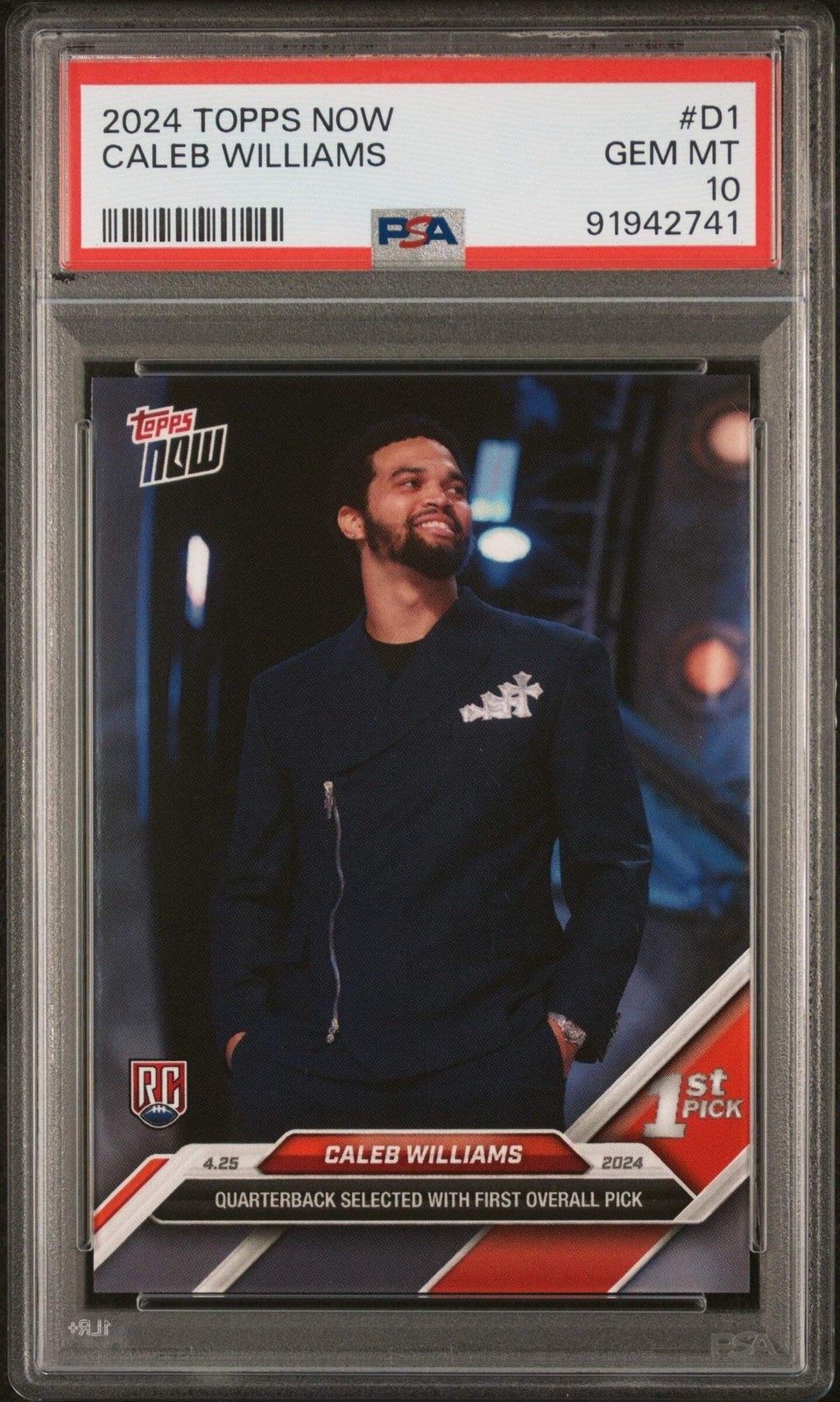Graded 2024 Topps Now Caleb Williams #D1 Rookie RC Football Card PSA 10 Gem Mint